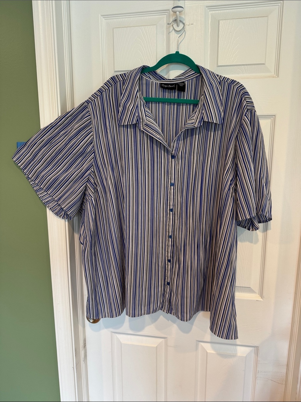 Maggie Barnes Blue & White Striped Button-Down Top
